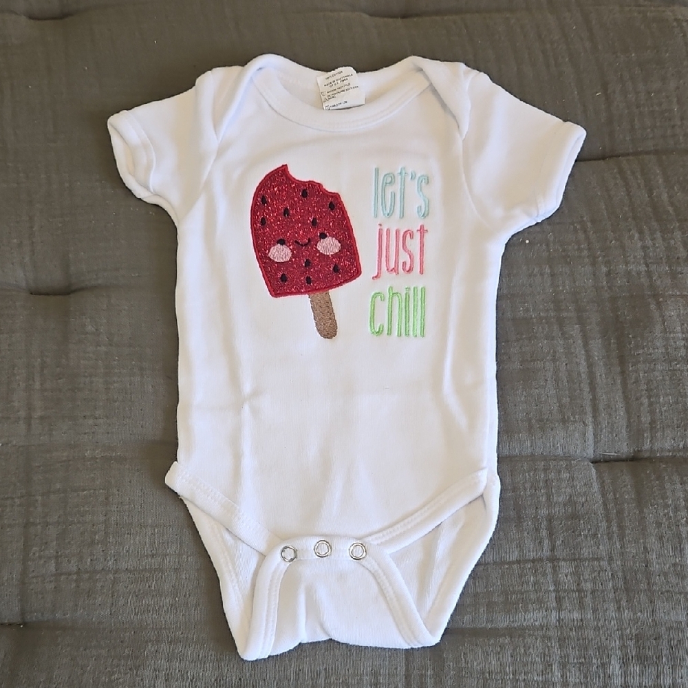 White Baby Onesie with Ice Cream Design